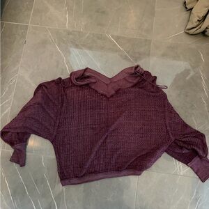 FP Movement by Free People V-Neck Sweater in Deep Purple